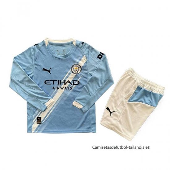 1ª Camiseta Manchester City Manga Larga Nino 2025-2026 - Haga un click en la imagen para cerrar