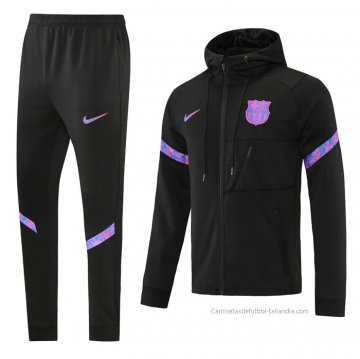 Chandal con Capucha del Barcelona 2021-2022 Negro