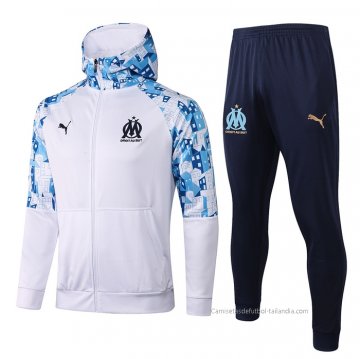 Chandal con Capucha del Olympique Marsella 2021-2022 Blanco Chandal con Capucha del Olympique Marsella 2021-2022 Blanco