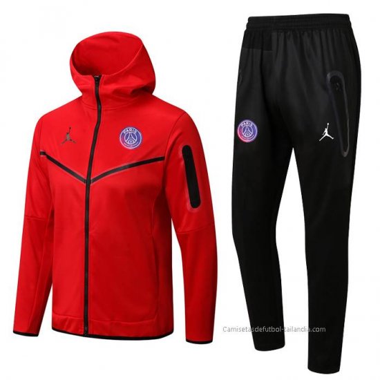 Chandal con Capucha del Paris Saint-Germain Jordan 2022-2023 Rojo - Haga un click en la imagen para cerrar