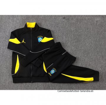 Chandal de Chaqueta del Brasil Nino 2026-2027 Negro Amarillo