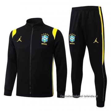 Chandal de Chaqueta del Brasil Nino 2026-2027 Negro Amarillo Chandal de Chaqueta del Brasil Nino 2026-2027 Negro Amarillo