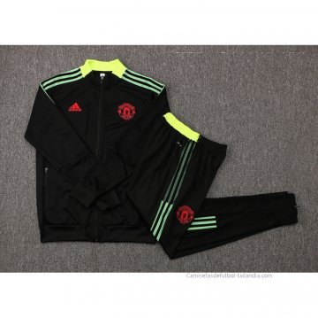 Chandal de Chaqueta del Manchester United 2021-2022 Negro y Amarillo