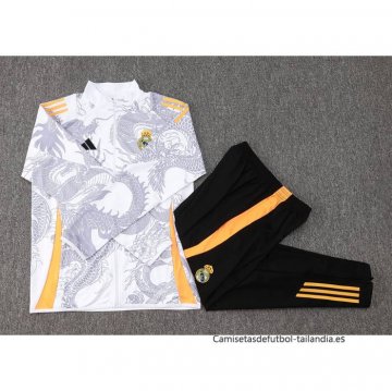 Chandal de Chaqueta del Real Madrid Dragon Nino 2024-2025 Blanco