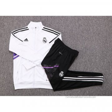 Chandal de Chaqueta del Real Madrid Nino 2022-2023 Blanco y Purpura