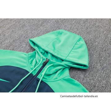 Chandal de Sudadera del Barcelona Nino 2023-2024 Azul y Verde