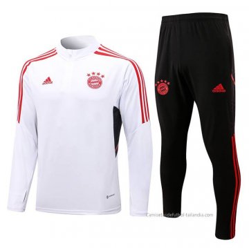Chandal de Sudadera del Bayern Munich Nino 2022-2023 Blanco Chandal de Sudadera del Bayern Munich Nino 2022-2023 Blanco