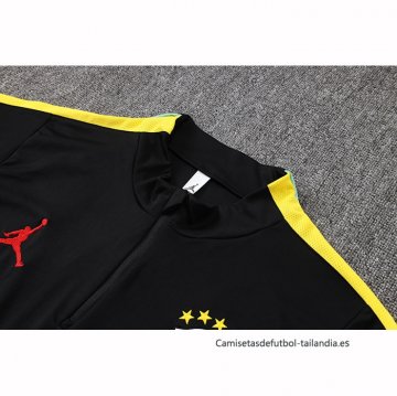 Chandal de Sudadera del Brasil Nino 2026-2027 Negro Amarillo