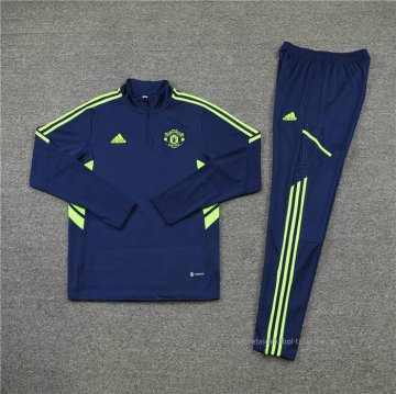 Chandal de Sudadera del Manchester United 2022-2023 Azul y Verde