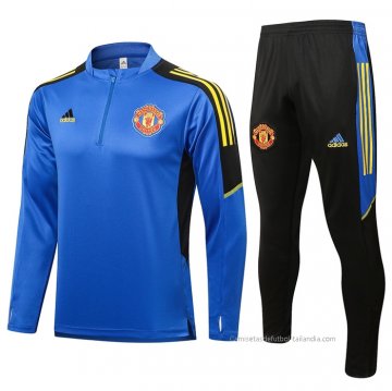 Chandal de Sudadera del Manchester United Nino 2021-2022 Azul Chandal de Sudadera del Manchester United Nino 2021-2022 Azul