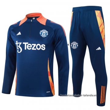 Chandal de Sudadera del Manchester United Nino 2024-2025 Azul Chandal de Sudadera del Manchester United Nino 2024-2025 Azul