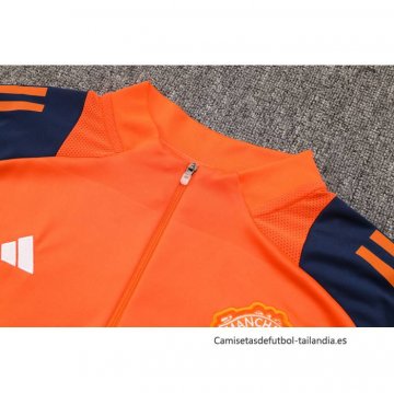 Chandal de Sudadera del Manchester United Nino 2024-2025 Naranja