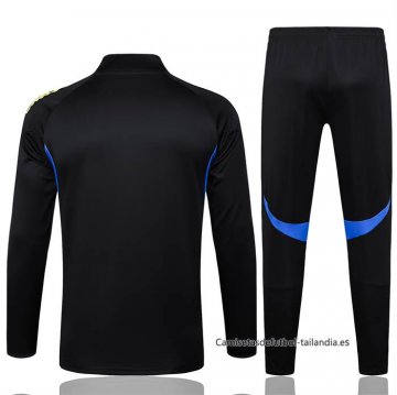 Chandal de Sudadera del Manchester United Nino 2025-2026 Negro Amarillo