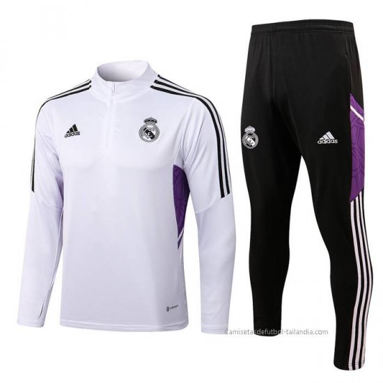 Chandal de Sudadera del Real Madrid Nino 2022-2023 Blanco - Haga un click en la imagen para cerrar
