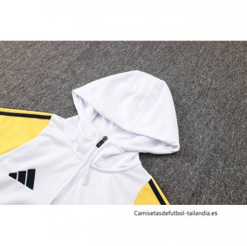 Chandal de Sudadera del Real Madrid Nino 2024-2025 Blanco Amarillo