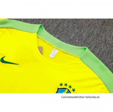 Chandal del Brasil Manga Corta 2024-2025 Amarillo - Pantalon Corto