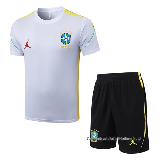 Chandal del Brasil Manga Corta 2026-2027 Blanco - Pantalon Corto - Haga un click en la imagen para cerrar