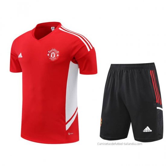 Chandal del Manchester United Manga Corta 2022-2023 Rojo - Pantalon Corto - Haga un click en la imagen para cerrar