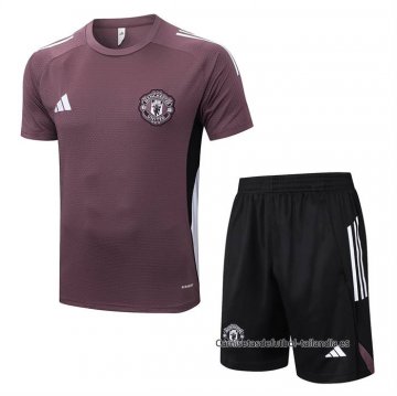 Chandal del Manchester United Manga Corta 2025-2026 Marron - Pantalon Corto Chandal del Manchester United Manga Corta 2025-2026 Marron - Pantalon Corto