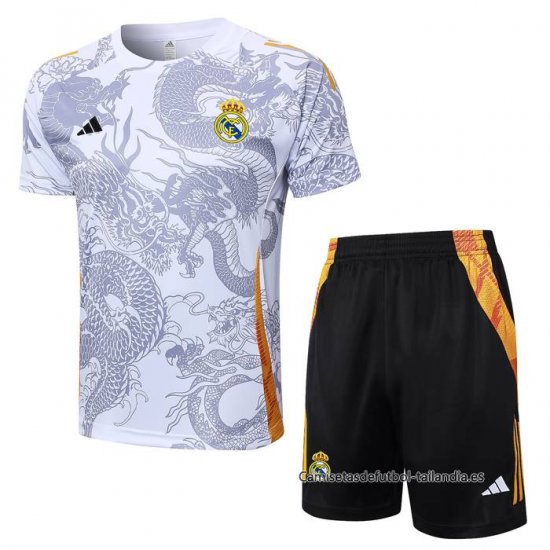 Chandal del Real Madrid Dragon Manga Corta 2024-2025 Blanco - Pantalon Corto - Haga un click en la imagen para cerrar