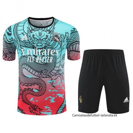 Chandal del Real Madrid Dragon Manga Corta 2024-2025 Verde y Rojo - Pantalon Corto - Haga un click en la imagen para cerrar