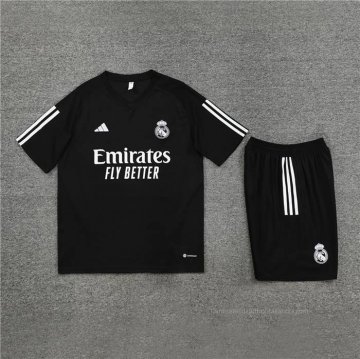 Chandal del Real Madrid Manga Corta 2023-2024 Negro - Pantalon Corto