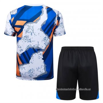Chandal del Real Madrid Manga Corta 2025-2026 Blanco Azul - Pantalon Corto