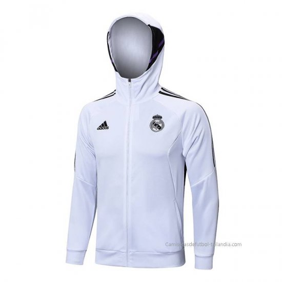 Chaqueta con Capucha del Real Madrid 2022-2023 Blanco - Haga un click en la imagen para cerrar