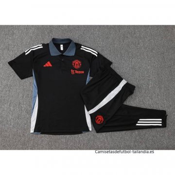 Conjunto Polo del Manchester United 2024-2025 Negro