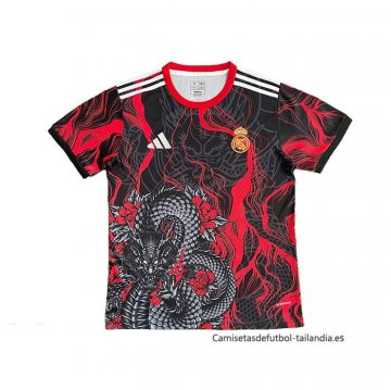 Tailandia Camiseta Real Madrid Dragon 2025-2026 Rojo Negro Tailandia Camiseta Real Madrid Dragon 2025-2026 Rojo Negro