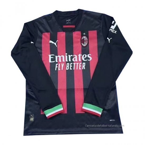 1ª Camiseta AC Milan Manga Larga 2022-2023 - Haga un click en la imagen para cerrar