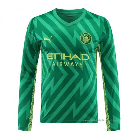 Camiseta Manchester City Portero Manga Larga 2023-2024 Verde - Haga un click en la imagen para cerrar