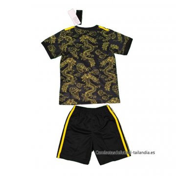 Camiseta Real Madrid Dragon Nino 2024-2025 Negro Oro