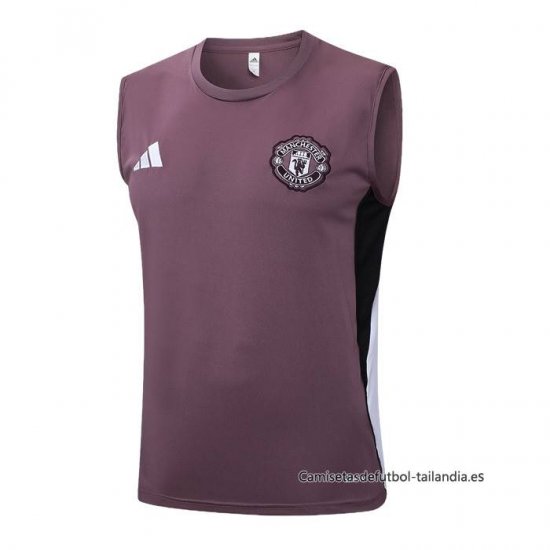 Camiseta de Entrenamiento Manchester United Sin Mangas 2025-2026 Rojo Purpura - Haga un click en la imagen para cerrar