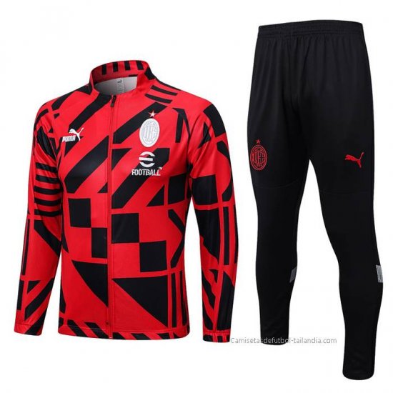 Chandal de Chaqueta del AC Milan 2022-2023 Rojo y Negro - Haga un click en la imagen para cerrar