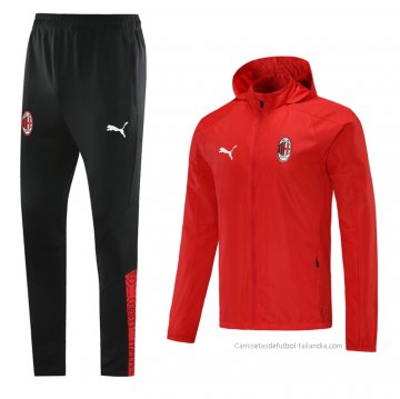 Chandal de Rompevientos del AC Milan 2021 Rojo Chandal de Rompevientos del AC Milan 2021 Rojo