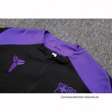 Chandal de Sudadera del Barcelona Nino 2025-2026 Negro Purpura