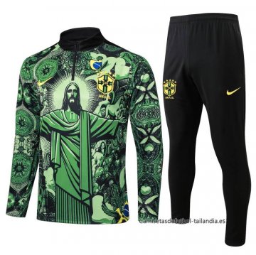 Chandal de Sudadera del Brasil Jesus Nino 2024-2025 Verde Chandal de Sudadera del Brasil Jesus Nino 2024-2025 Verde