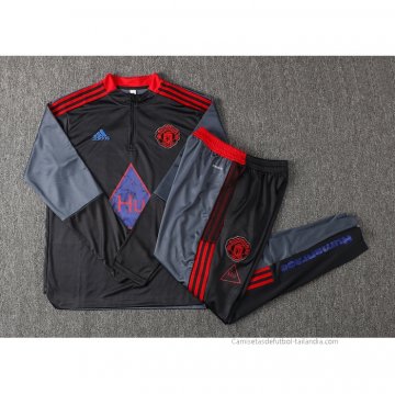 Chandal de Sudadera del Manchester United 2021-2022 Gris
