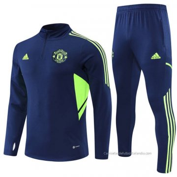 Chandal de Sudadera del Manchester United 2022-2023 Azul y Verde
