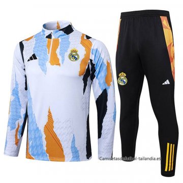 Chandal de Sudadera del Real Madrid 2024-2025 Blanco y Amarillo Chandal de Sudadera del Real Madrid 2024-2025 Blanco y Amarillo