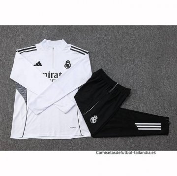 Chandal de Sudadera del Real Madrid Nino 2025-2026 Blanco