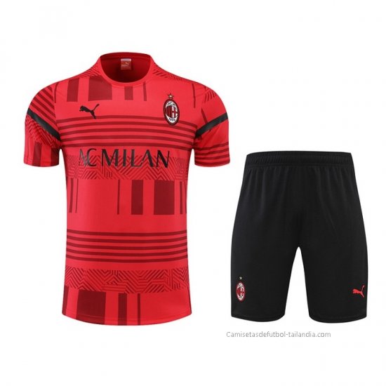 Chandal del AC Milan Manga Corta 2022-2023 Rojo - Pantalon Corto - Haga un click en la imagen para cerrar