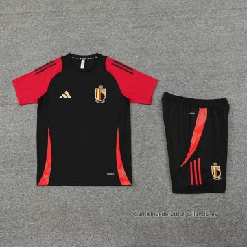 Chandal del Belgica Manga Corta 2024-2025 Negro - Pantalon Corto
