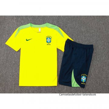 Chandal del Brasil Manga Corta 2024-2025 Amarillo - Pantalon Corto