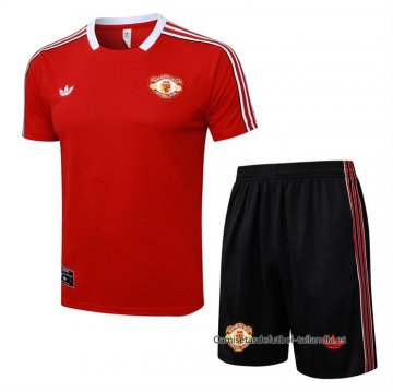 Chandal del Manchester United Manga Corta 2025-2026 Rojo - Pantalon Corto Chandal del Manchester United Manga Corta 2025-2026 Rojo - Pantalon Corto