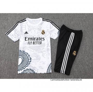 Chandal del Real Madrid Dragon Manga Corta 2024-2025 Blanco - Pantalon Corto
