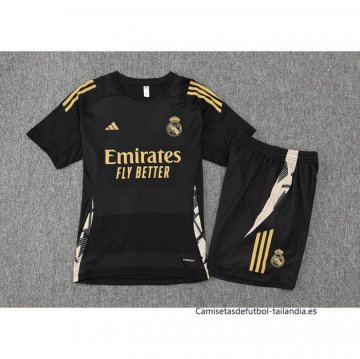 Chandal del Real Madrid Manga Corta 2024-2025 Negro - Pantalon Corto