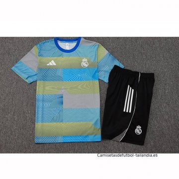 Chandal del Real Madrid Manga Corta 2025-2026 Azul Verde - Pantalon Corto