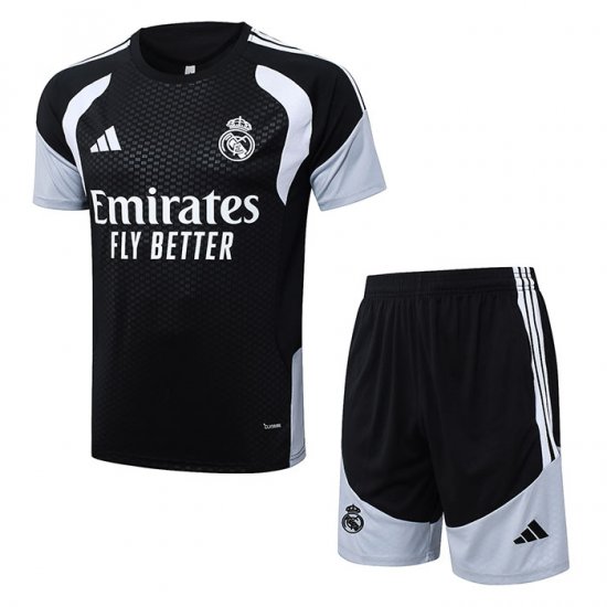 Chandal del Real Madrid Manga Corta 2025-2026 Negro - Pantalon Corto - Haga un click en la imagen para cerrar